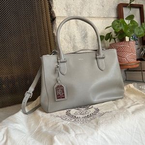 LAUREN Ralph Lauren Newbury Double Zip Satchel, Dove Gray NWOT